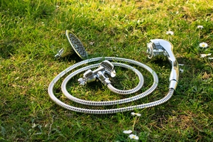 A coiled shower head